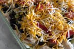Layered Chicken Taco Salad in 9x13 pan