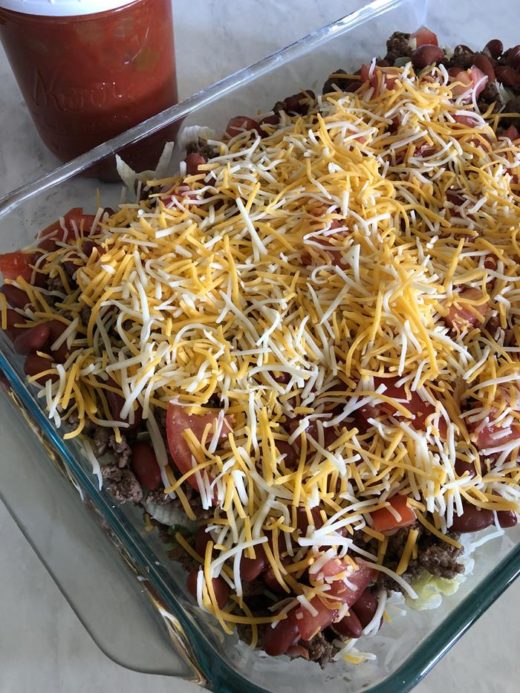 Layered Taco Salad with Ground Beef