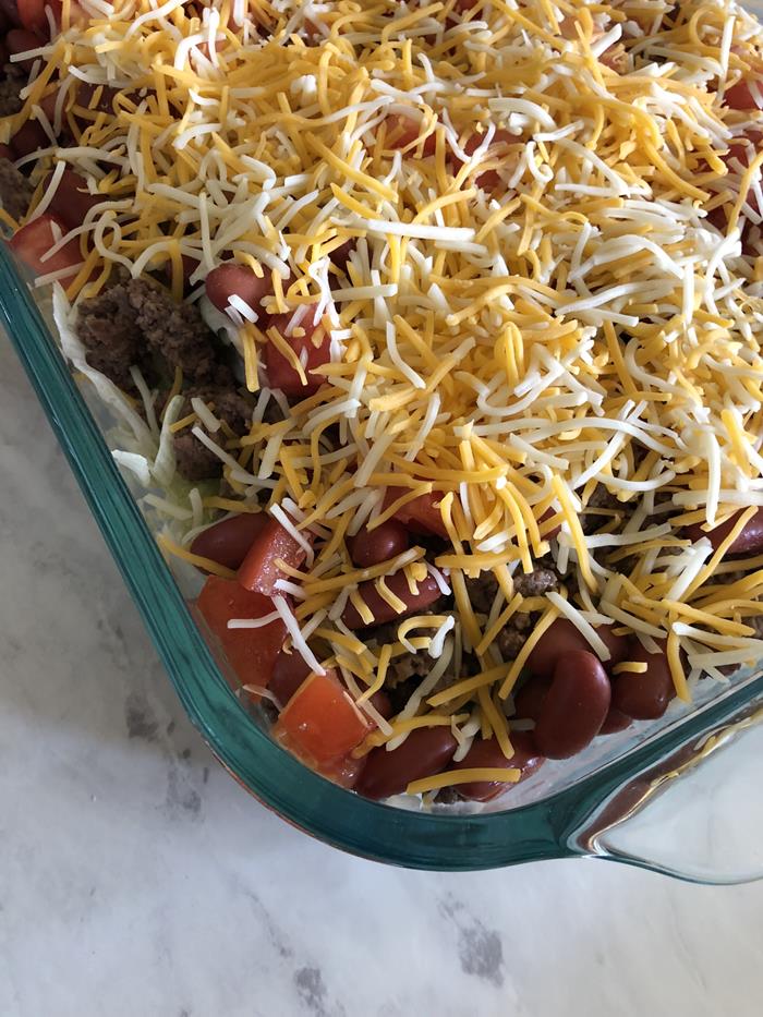 Layered Taco Salad with Ground Beef