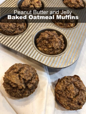 Peanut Butter and Jelly Baked Oatmeal Muffins