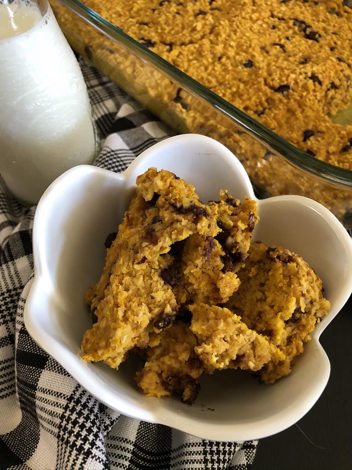 Pumpkin Chocolate Chip Baked Oatmeal