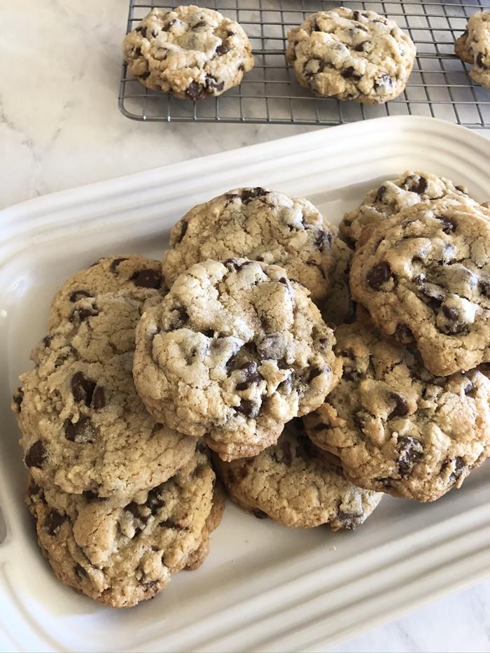 Gluten Free Chocolate Chip Cookie Recipe on a Plate