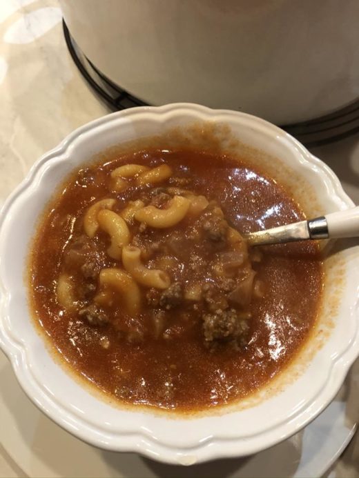 Ground Beef Tomato Macaroni Soup - Lynn's Kitchen Adventures