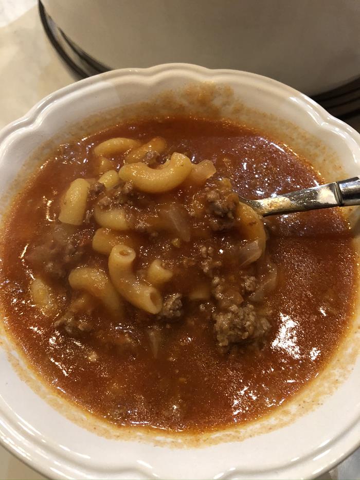 Ground Beef Tomato Macaroni Soup Recipe
