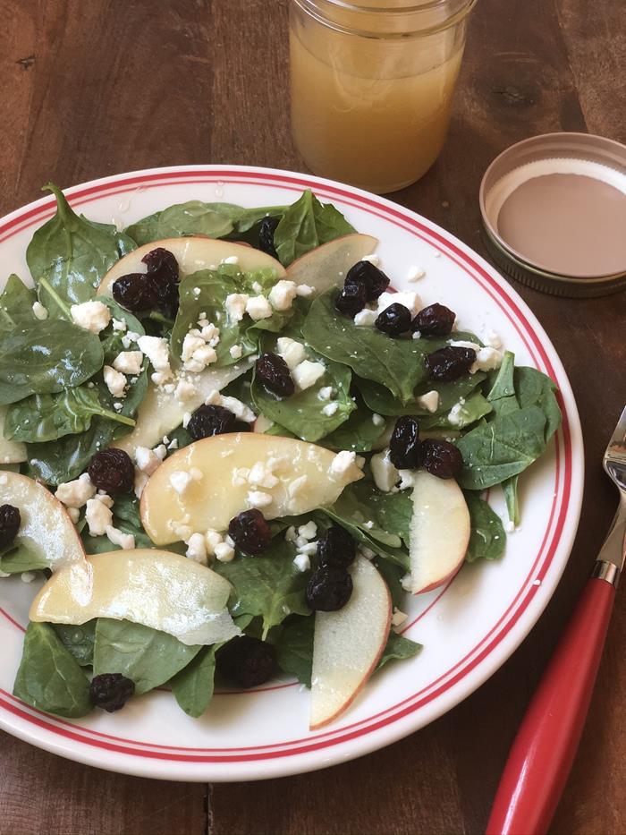 Apple Spinach Salad - Honey Mustard Dressing