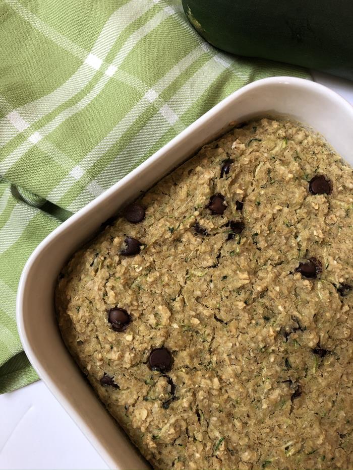 Zucchini Baked Oatmeal with Chocolate Chips