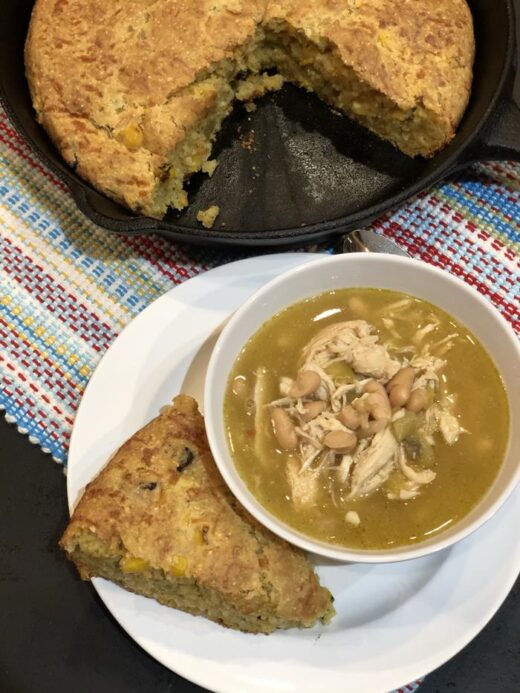 Mexican Cornbread and Green Enchilada Chili