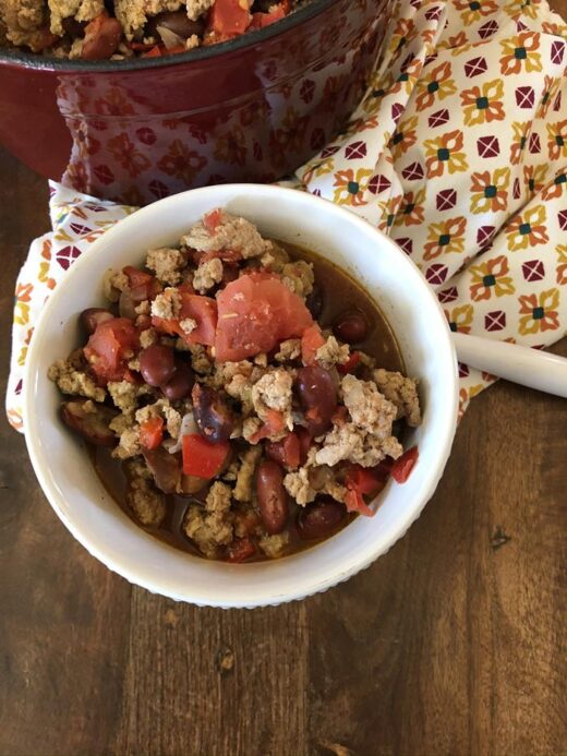 Turkey-Chili with tomatoes and beans