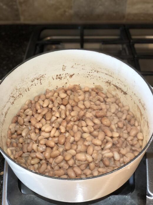 Dutch Oven Refried Beans Before Mashing