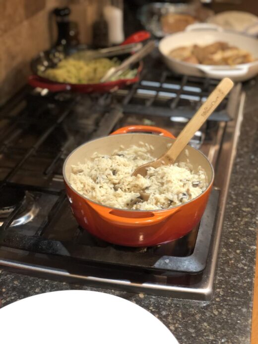 Dinner cooking on a stove top