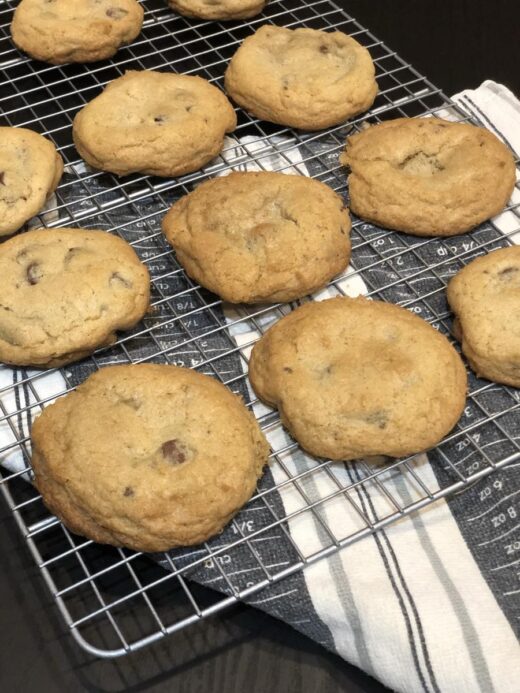Chocolate Chip Cookies on a cooling rack