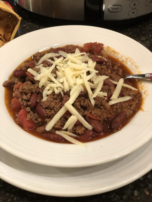 Crock Pot Chili in a bowl