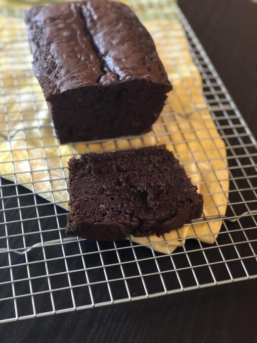 Martha Stewart's Chocolate Banana Bread loaf on cooling rack