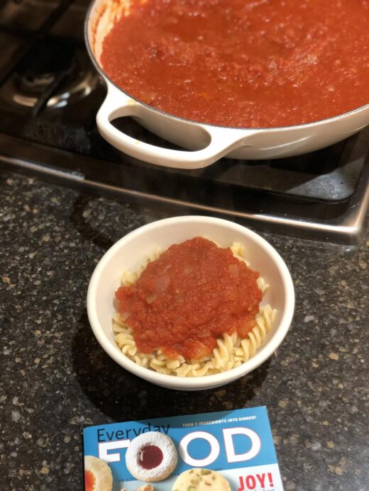A bowl of pasta with Martha Stewarts Marinara Sauce