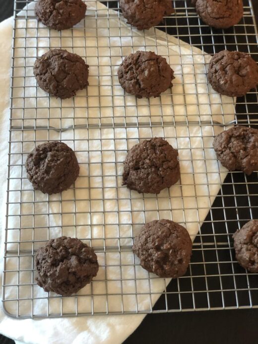 Martha Stewart's Chocolate Banana Cookies Recipe on cooling rack