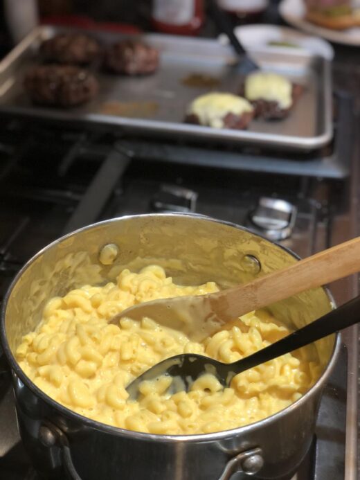 Mac and Cheese and burgers