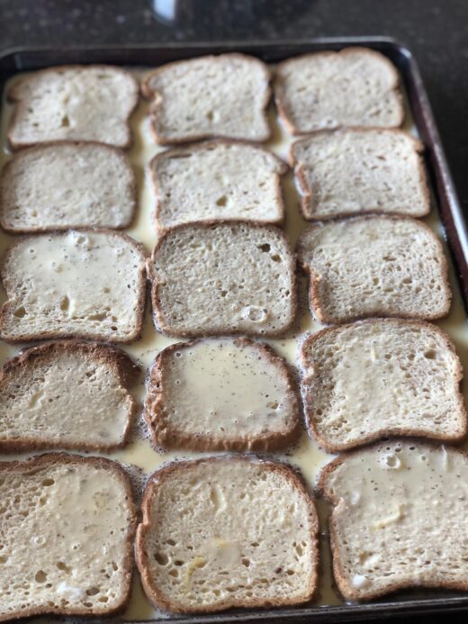 Martha Stewart's Classic French Toast bread soaking