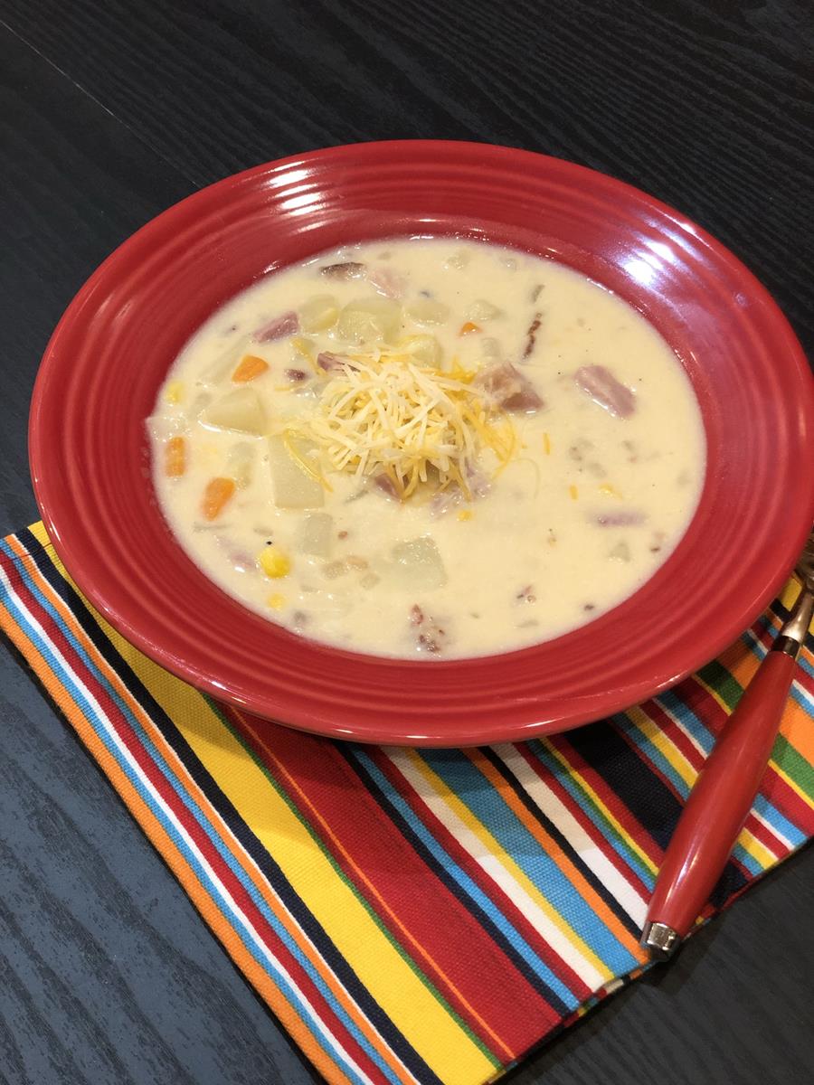 Ham and Potato Chowder with cheese