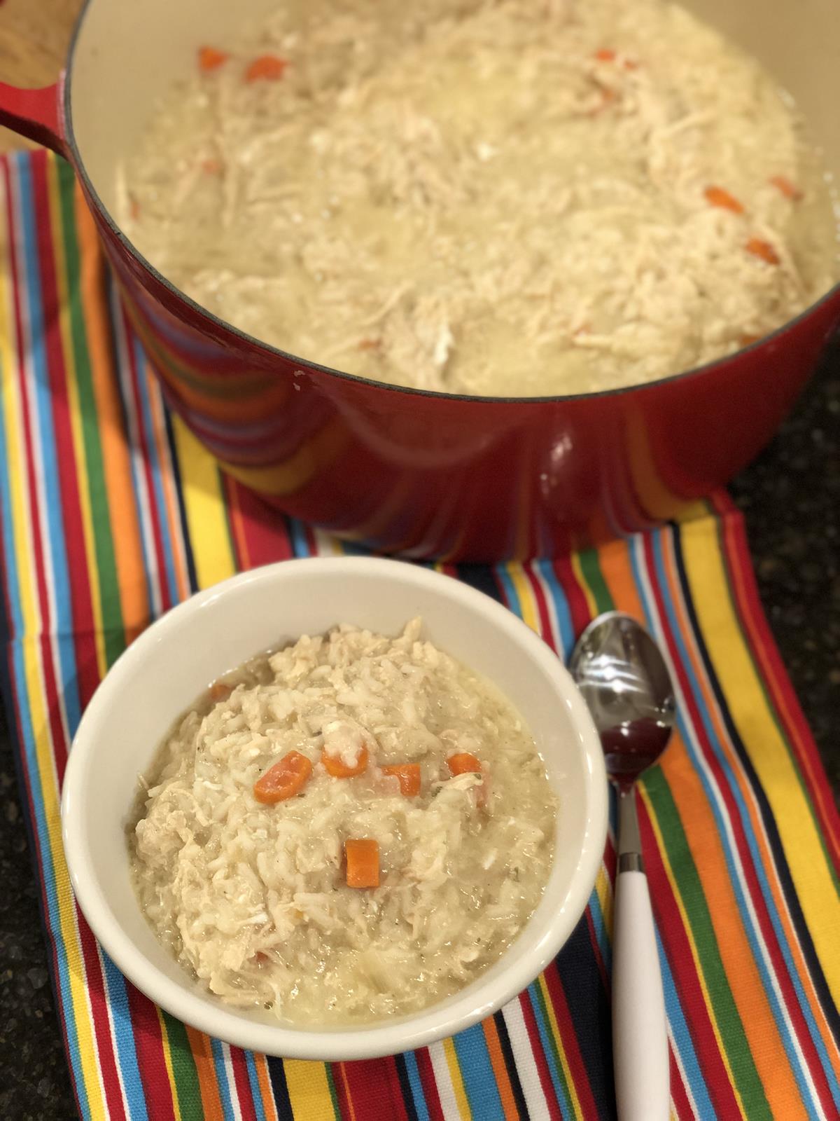 Chicken and Rice Soup in pan