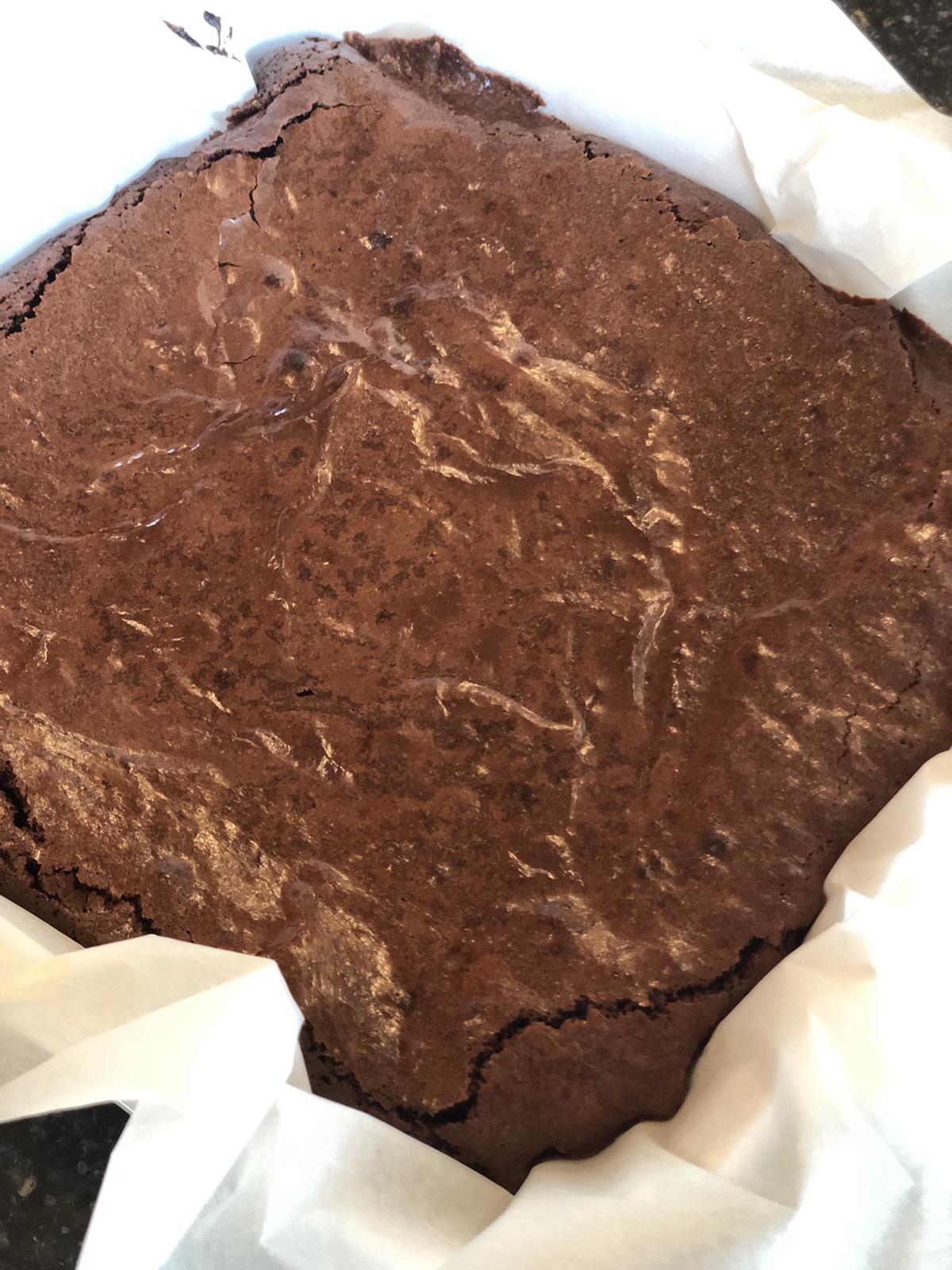 Flourless Brownie in pan