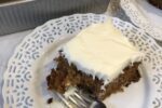 gluten free carrot cake on white plate