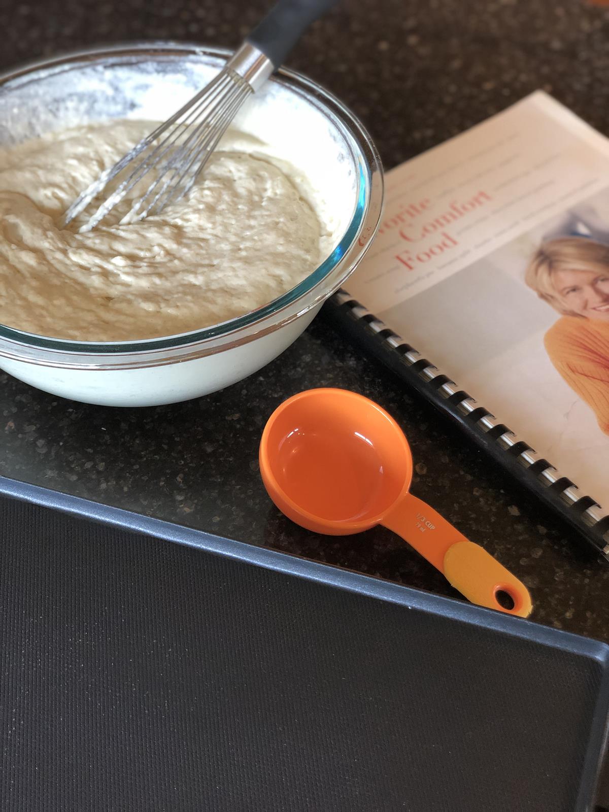 Pancake batter, griddle, and cookbook