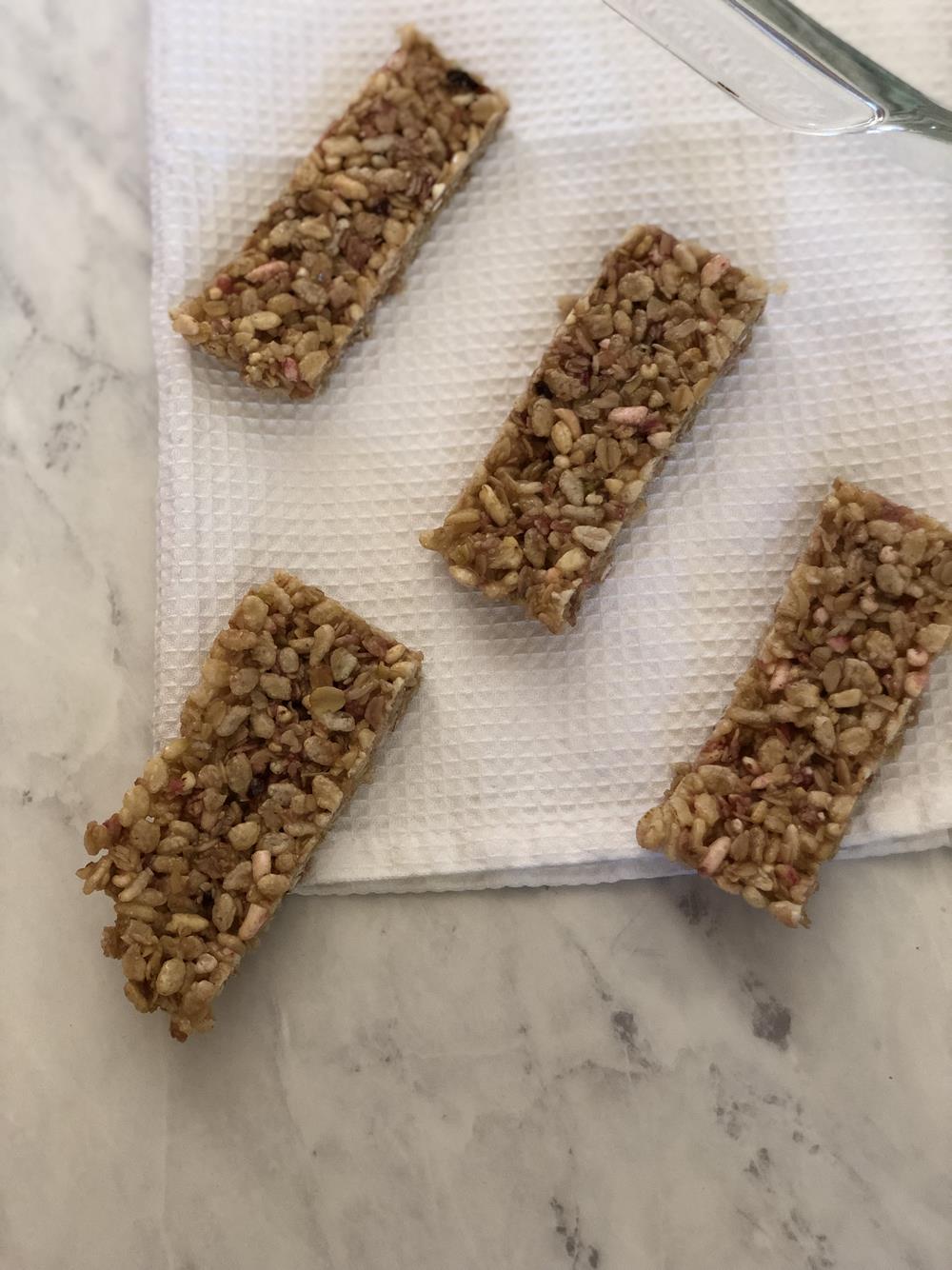 No Bake Granola Bars on white napkin