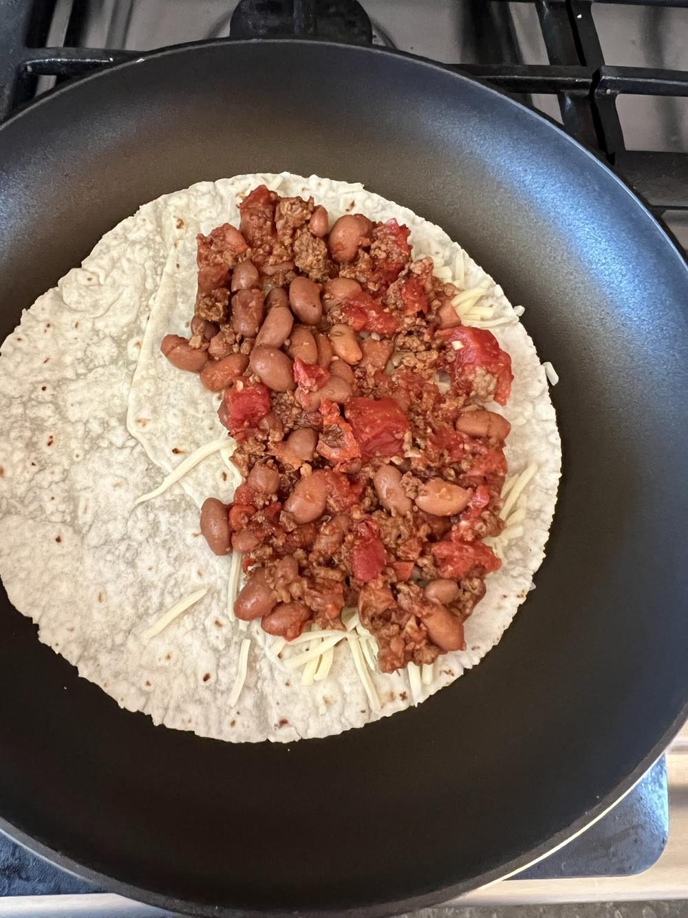 Chili Cheese Quesadilla Cooking