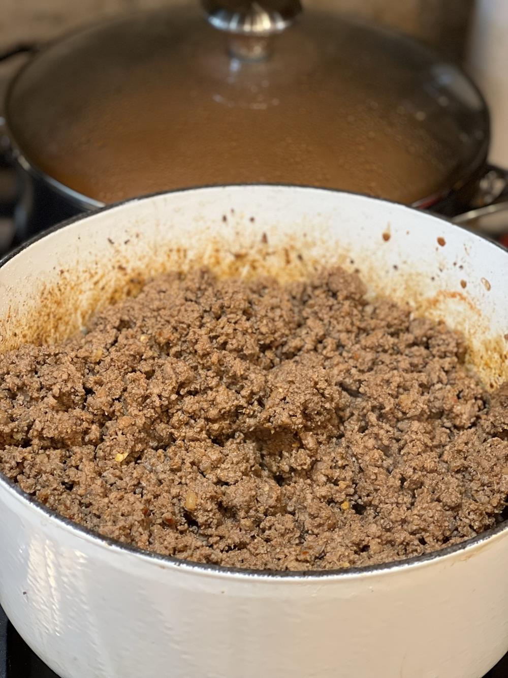 Taco meat in a large pot
