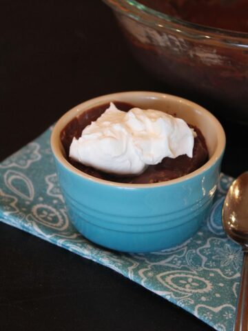 Homemade Chocolate pudding with whipped cream