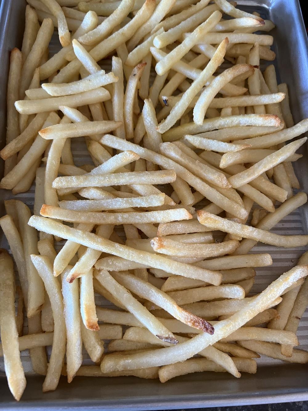 fries on baking sheet