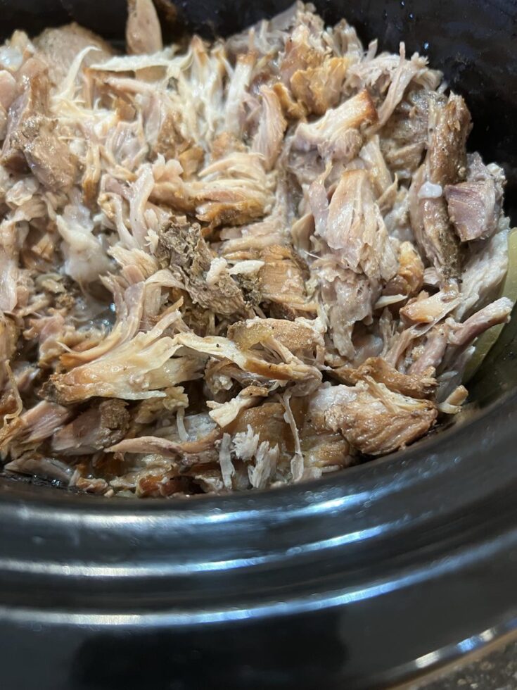 Crock Pot Pork Roast shredded in crock pot