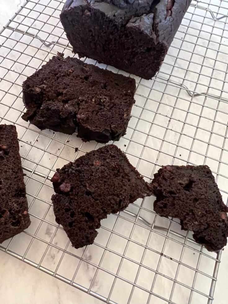 chocolate pumpkin bread on wire cooling rack