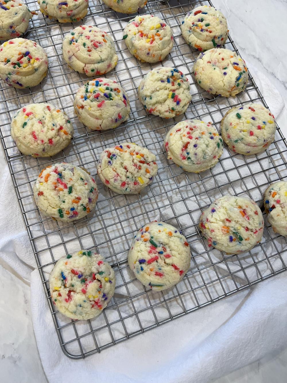 gluten free drop sugar cookies on cooling rack