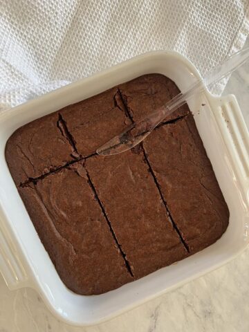 brownies in a square white dish
