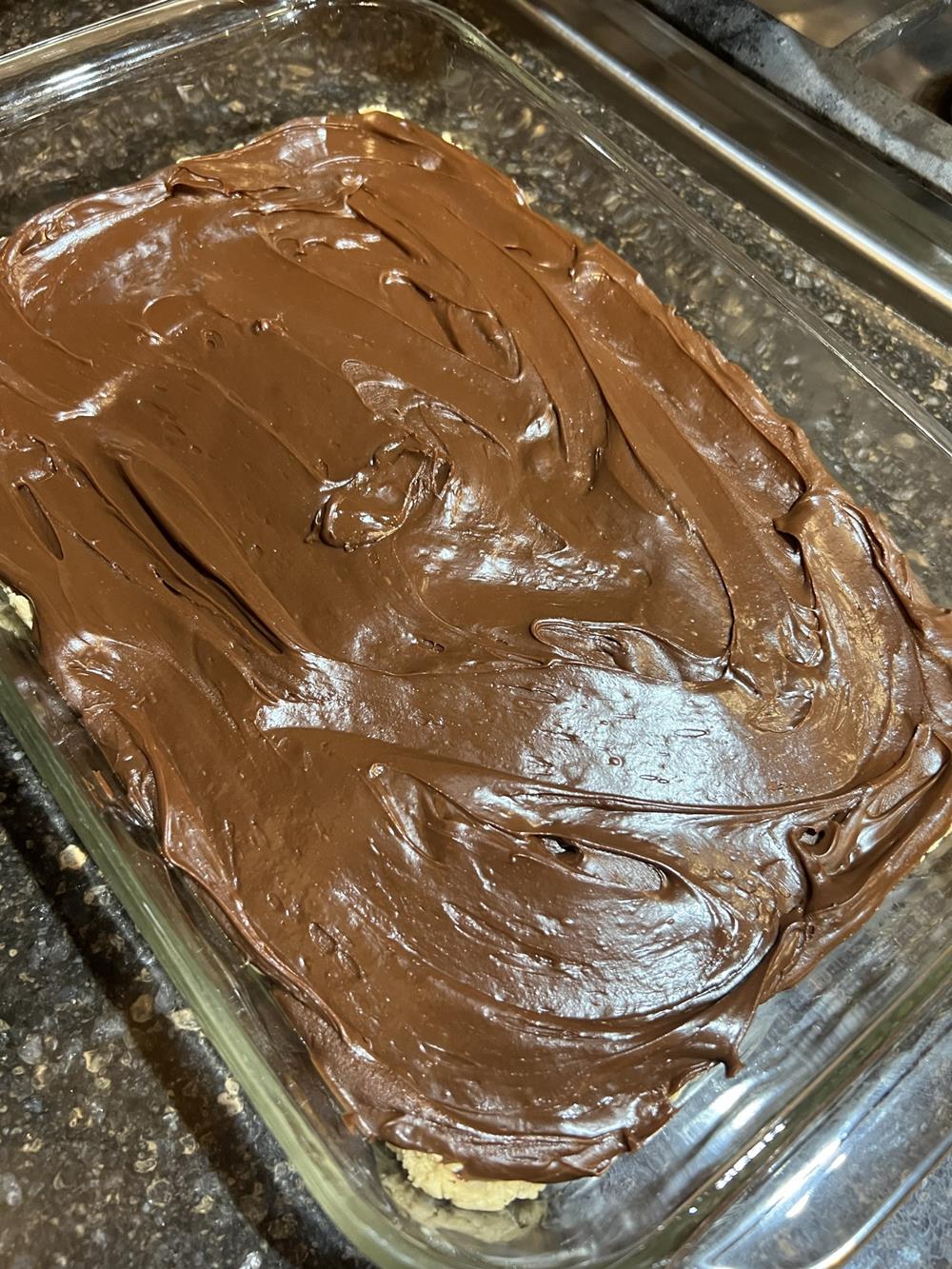 Gluten Free Fudge Bar Recipe Filling in pan