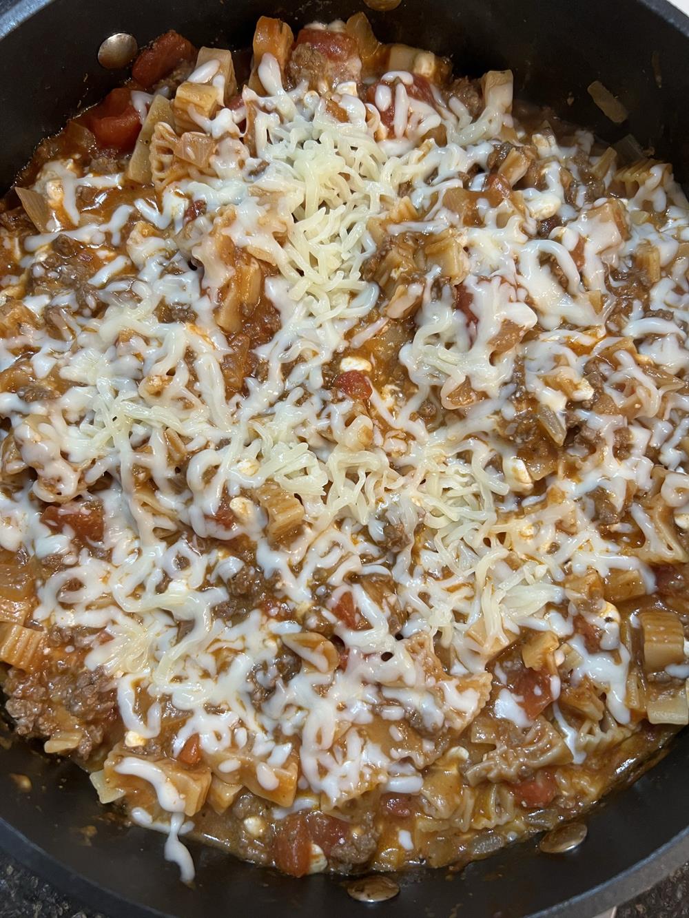 skillet lasagna in a pan