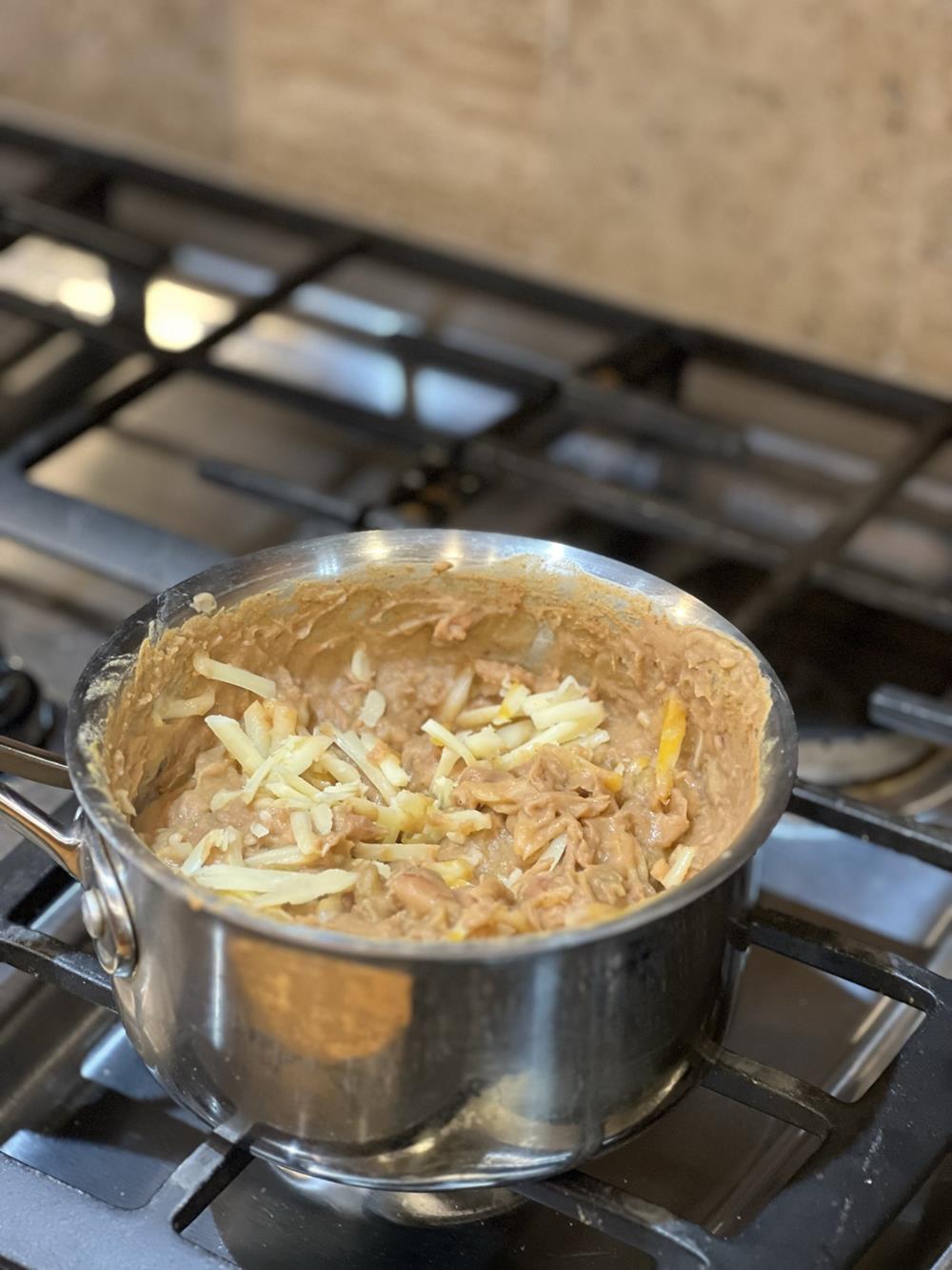 Cheesy Pinto Beans on Stovetop