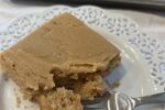 Peanut Butter Sheet Cake on a white plate