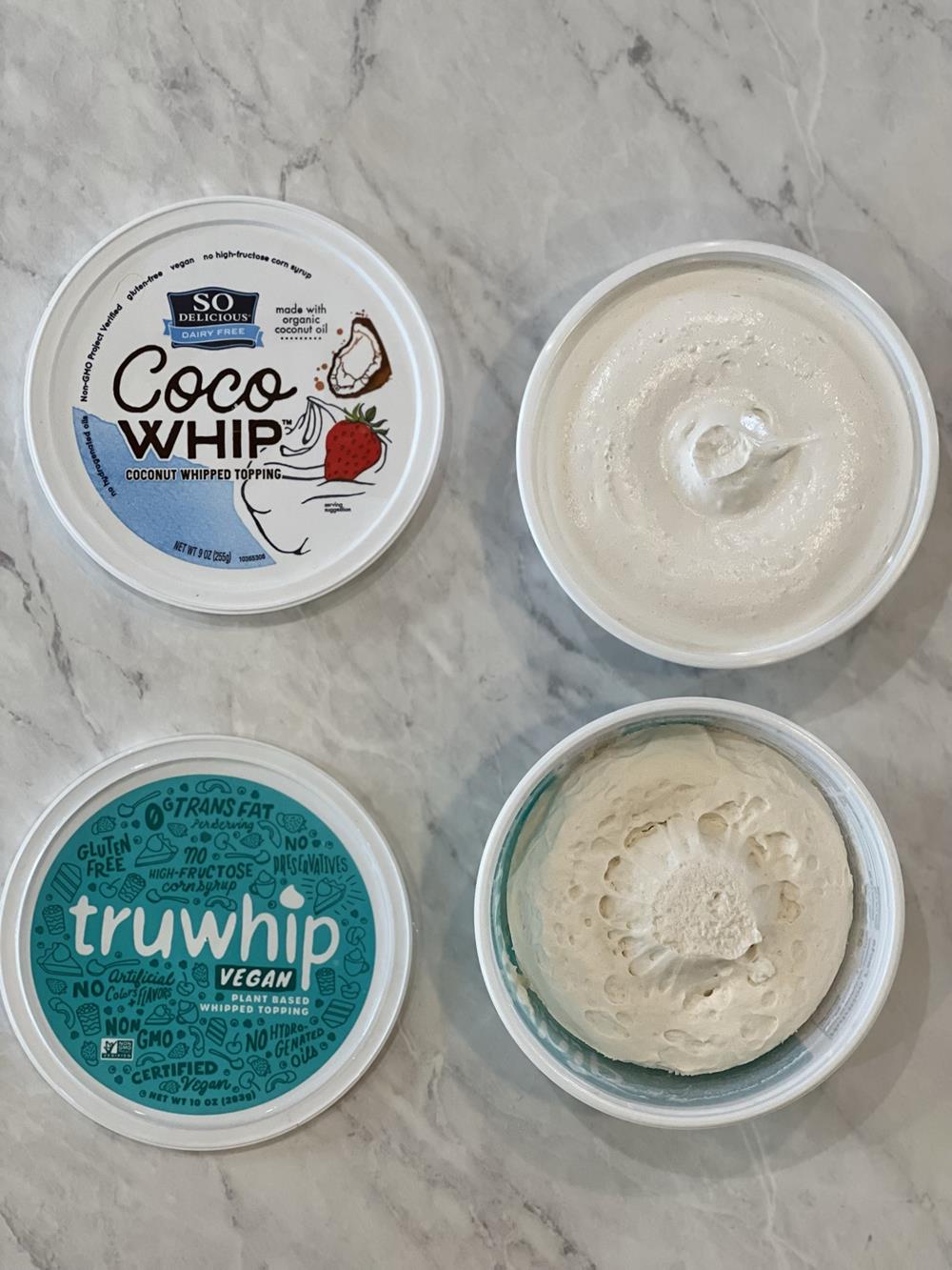 dairy free whipped cream in containers