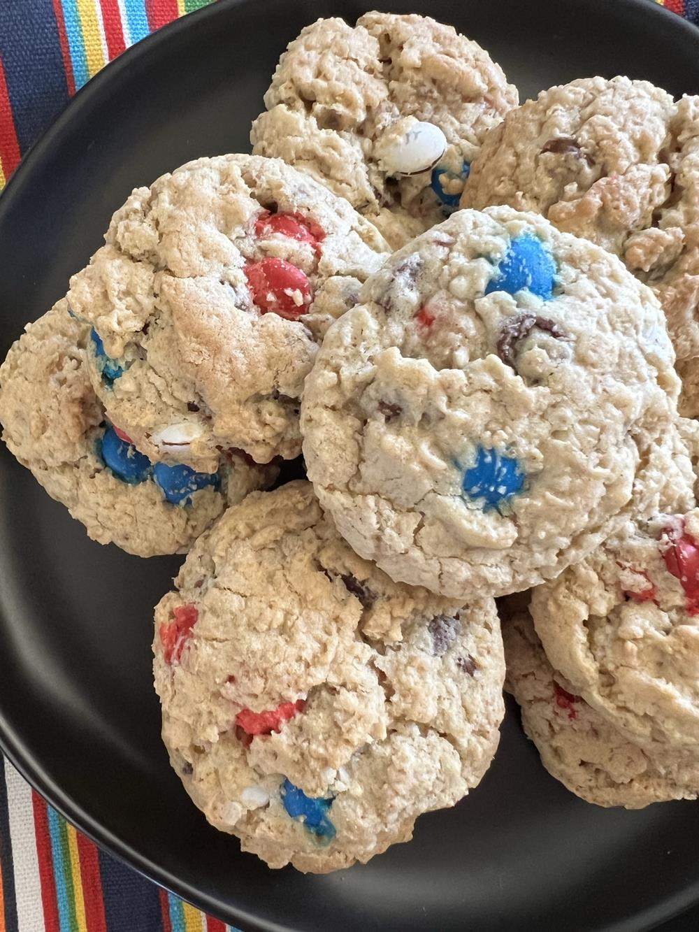 oatmeal cookies on black plate