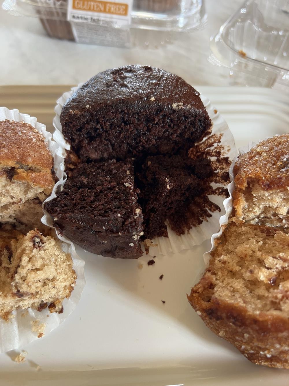 Trader Joe's Gluten Free Double Chocolate Muffins on plate