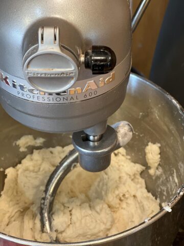 Gluten Free Muffin Pan Rolls Dough in mixing bowl