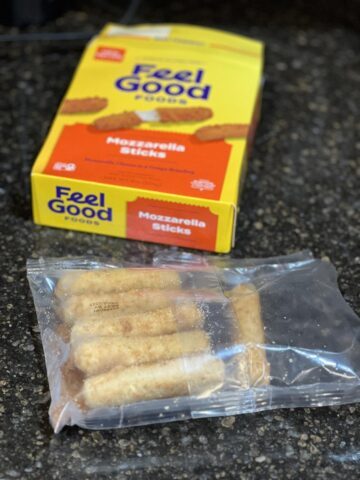 Feel Good Gluten Free Mozzarella Sticks package and box
