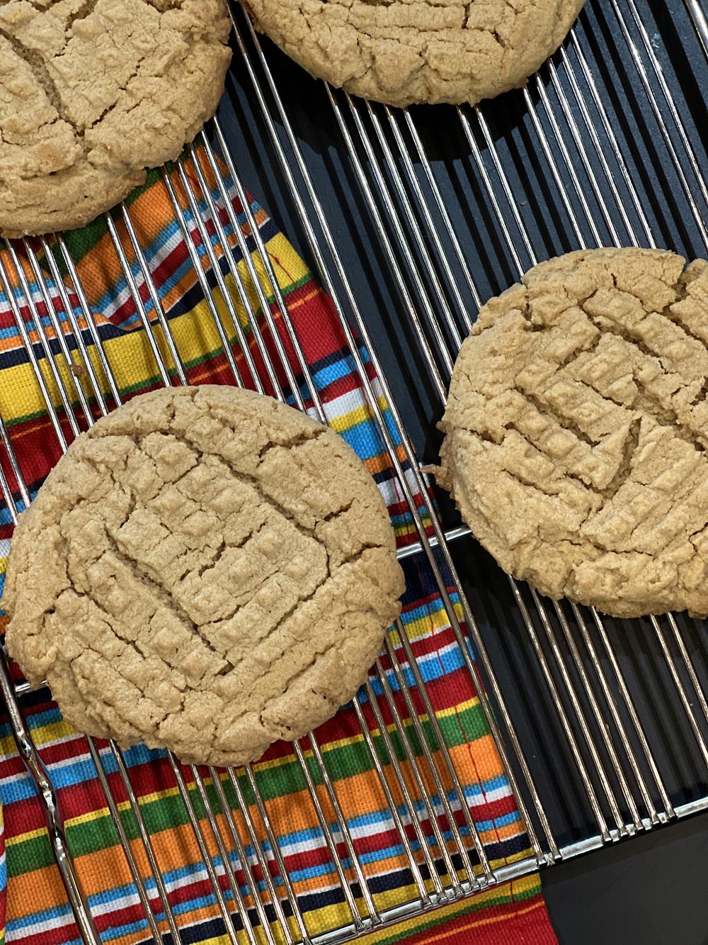 Peanut butter cookies on cooling rack