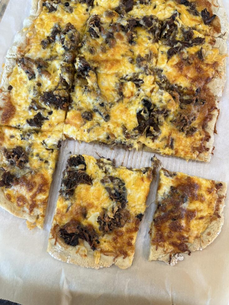bbq pizza recipe on white background