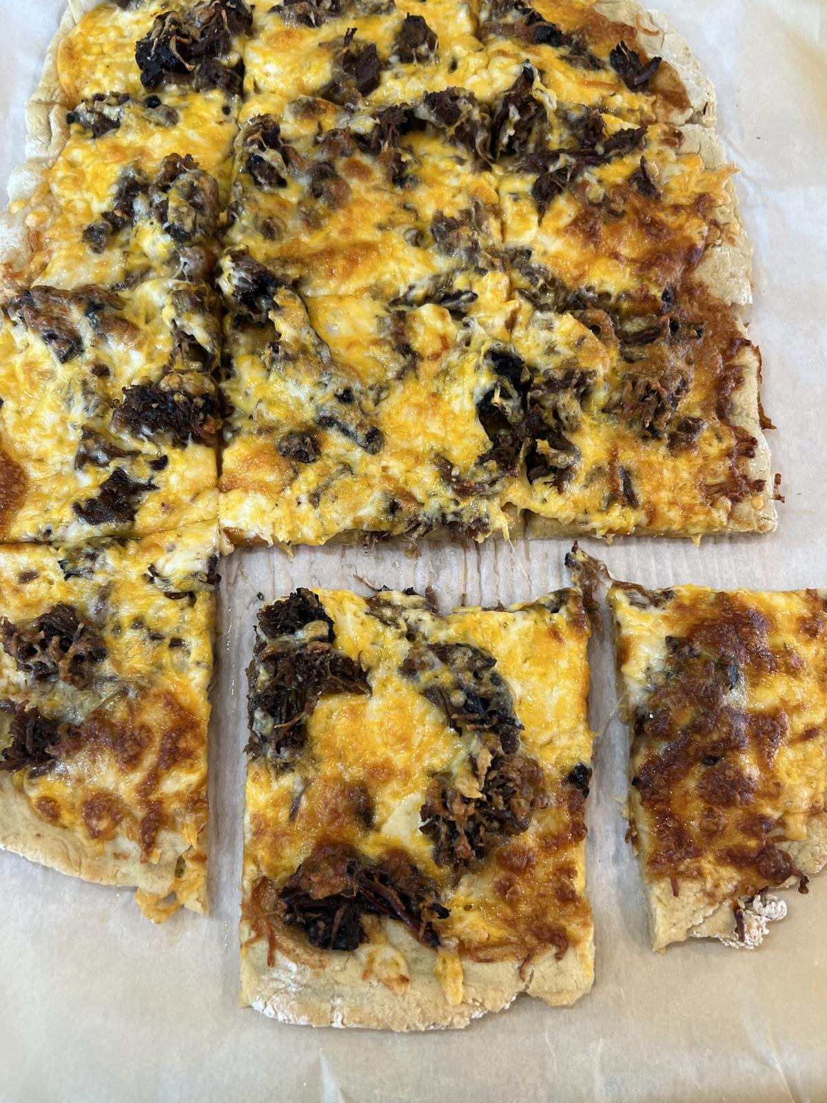 bbq pizza made with leftover bbq