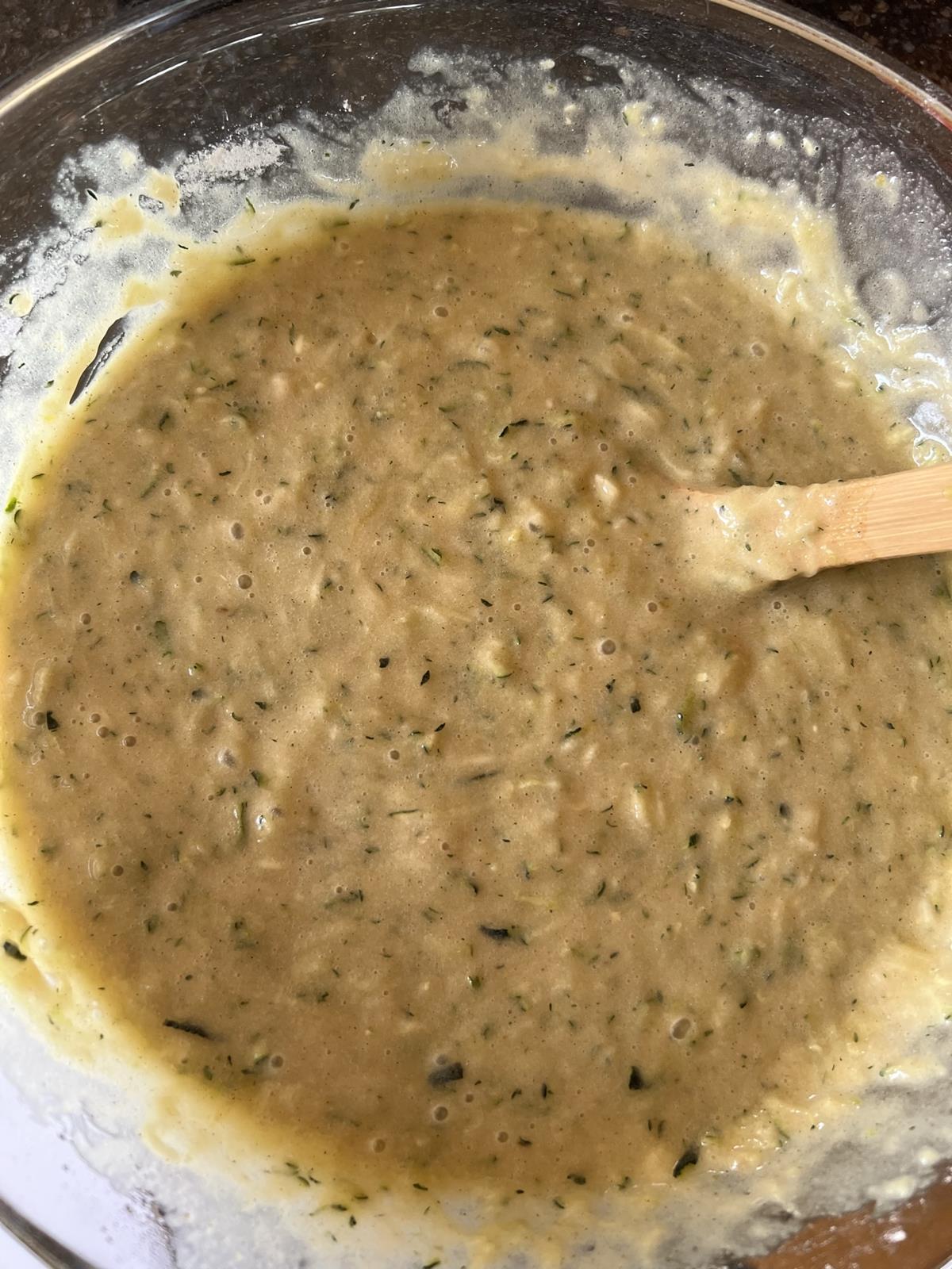 GF Zucchini Cake batter in bowl