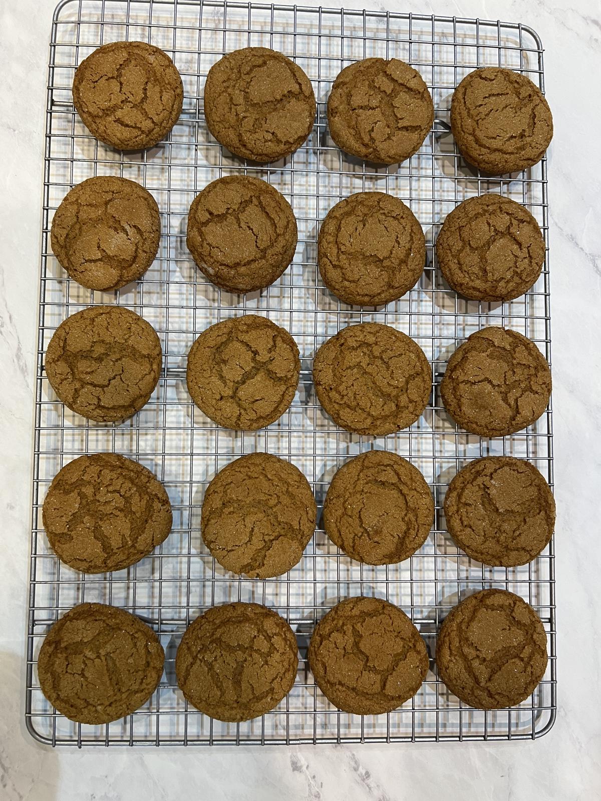 Martha Stewart Molasses Cookie Recipe on cooling rack