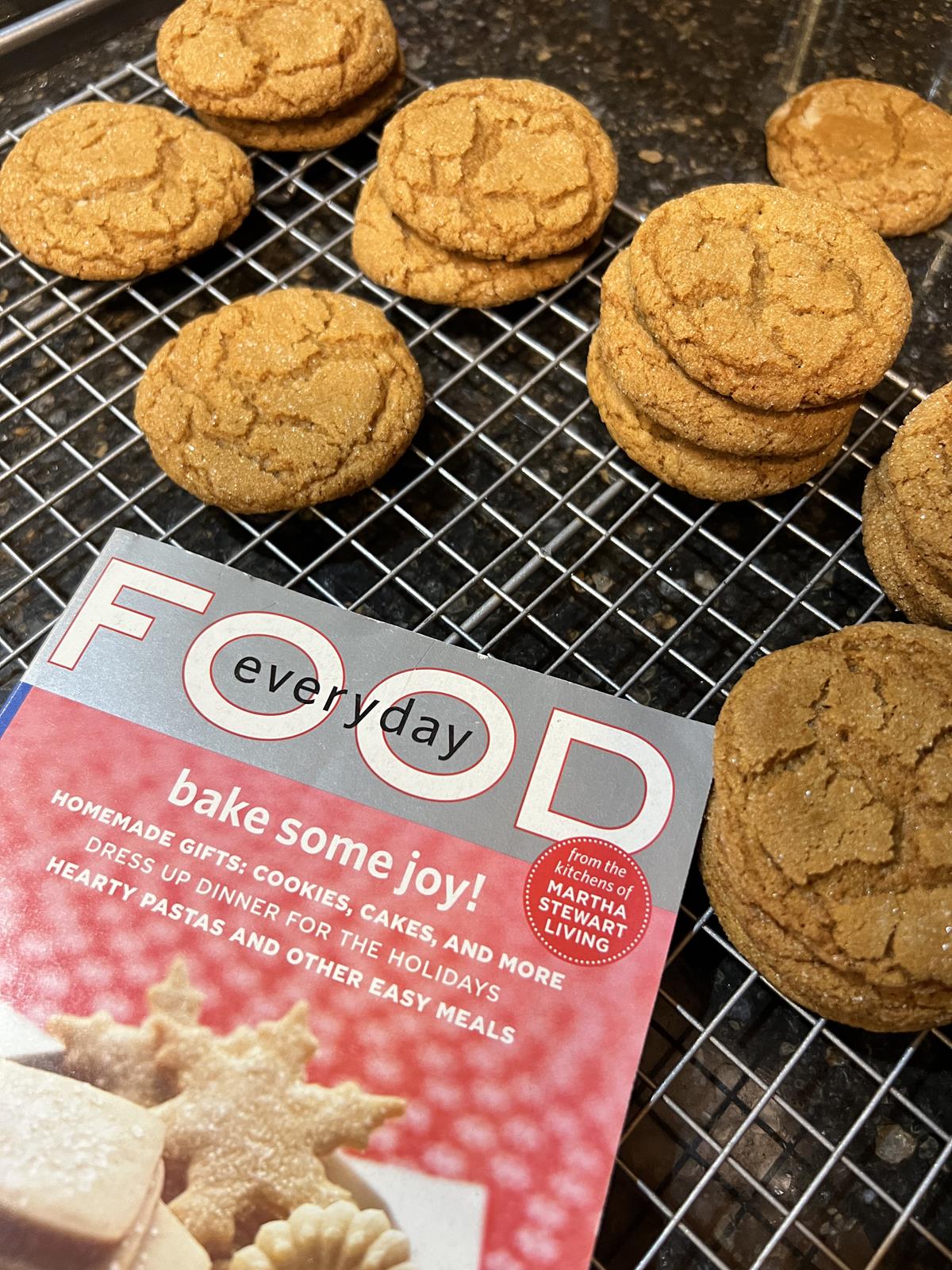 Everyday food magazine with cookies on cooling rack in background